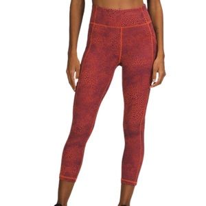 Lululemon Invigorate High Rise Crop 23" Crackle Glaze Vintage Orange Size 18